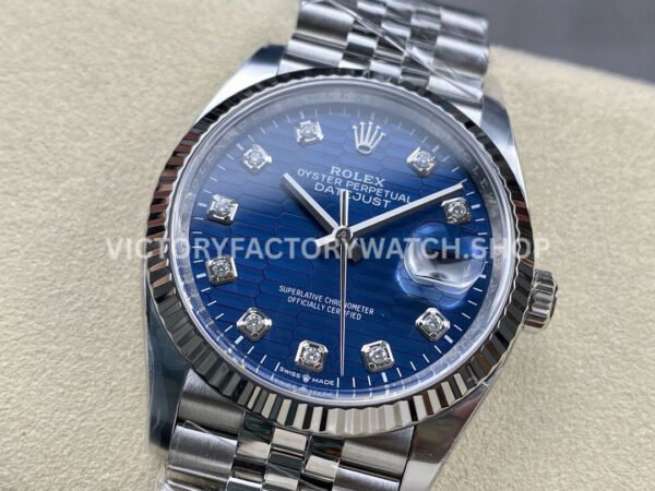 Clean Factory Rolex Datejust 126234-0057 36mm Full 904L Diamond Fluted Motif Blue Dial Jubilee (1) Clean Factory Rolex Datejust 126234-0057 36mm Full 904L Diamond Fluted Motif Blue Dial Jubilee
