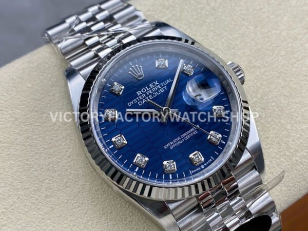 Clean Factory Rolex Datejust 126234-0057 36mm Full 904L Diamond Fluted Motif Blue Dial Jubilee (5) Clean Factory Rolex Datejust 126234-0057 36mm Full 904L Diamond Fluted Motif Blue Dial Jubilee