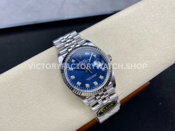 Clean Factory Rolex Datejust 126234-0057 36mm Full 904L Diamond Fluted Motif Blue Dial Jubilee (9) Clean Factory Rolex Datejust 126234-0057 36mm Full 904L Diamond Fluted Motif Blue Dial Jubilee