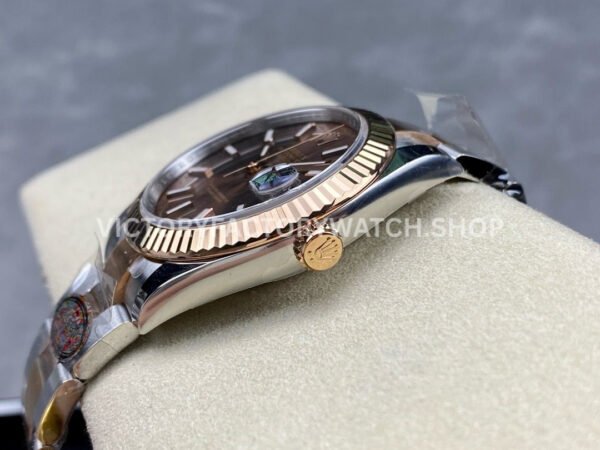 Clean Factory Rolex Datejust 126331-0001 41mm Half Rose Gold Brown Dial