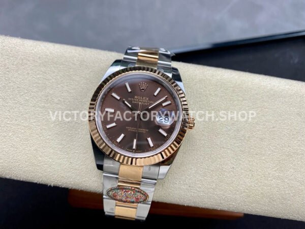 Clean Factory Rolex Datejust 126331-0001 41mm Half Rose Gold Brown Dial