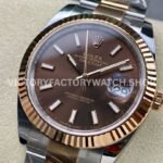 Clean Factory Rolex Datejust 126331-0001 41mm Half Rose Gold Brown Dial