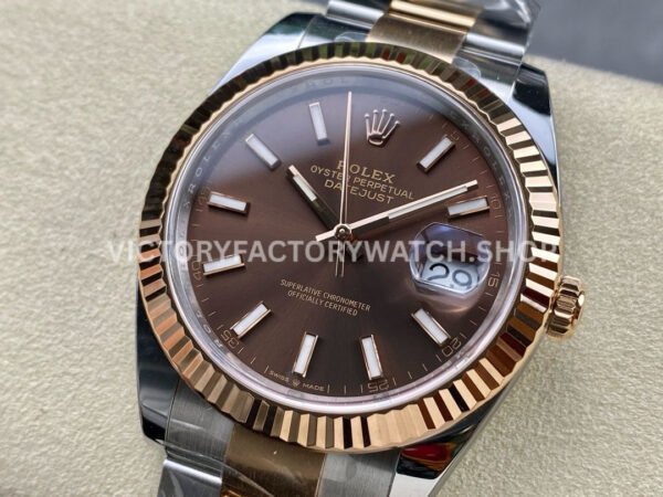 Clean Factory Rolex Datejust 126331-0001 41mm Half Rose Gold Brown Dial