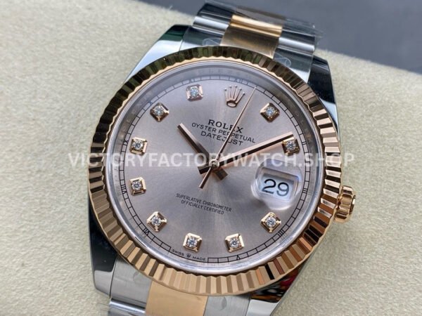 Clean Factory Rolex Datejust 126331-0007 41mm Half Rose Gold Diamond Pink Dial