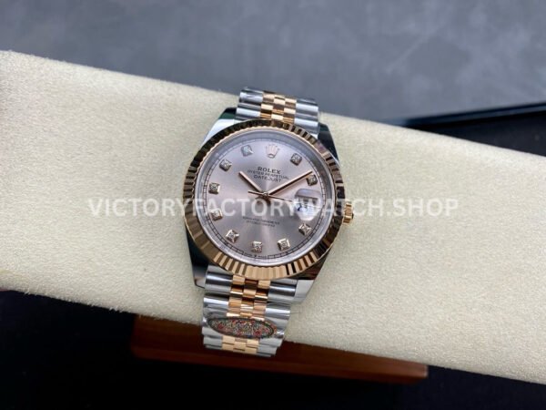 Clean Factory Rolex Datejust 126331-0008 41mm Half Rose Gold Diamond Pink Dial Jubilee (6) Clean Factory Rolex Datejust 126331-0008 41mm Half Rose Gold Diamond Pink Dial Jubilee