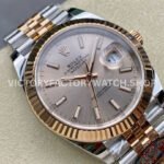 Clean Factory Rolex Datejust 126331-0010 41mm Half Rose Gold Pink Dial Jubilee