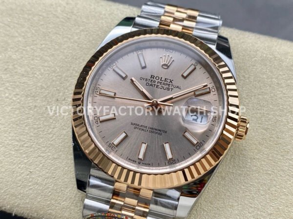 Clean Factory Rolex Datejust 126331-0010 41mm Half Rose Gold Pink Dial Jubilee