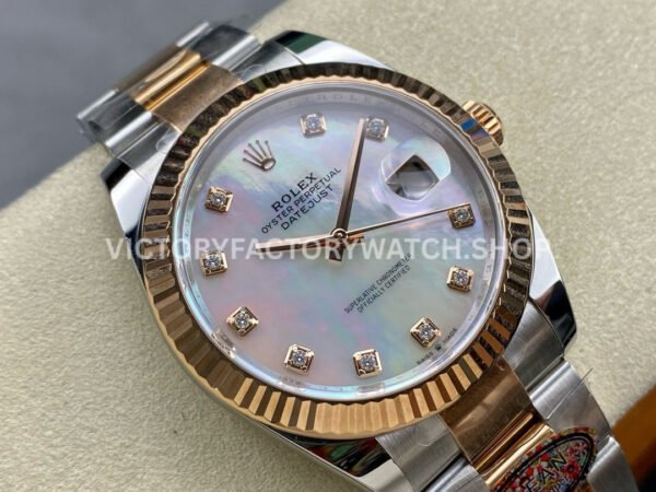 Clean Factory Rolex Datejust 126331 41mm Half Rose Gold Diamond Mother Of Pearl Dial (1) Clean Factory Rolex Datejust 126331 41mm Half Rose Gold Diamond Mother Of Pearl Dial