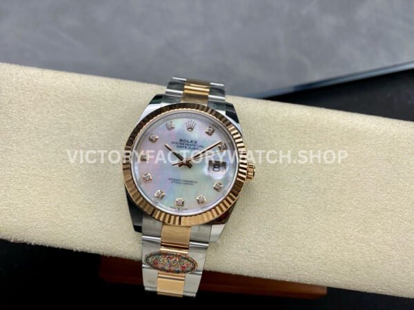 Clean Factory Rolex Datejust 126331 41mm Half Rose Gold Diamond Mother Of Pearl Dial (3) Clean Factory Rolex Datejust 126331 41mm Half Rose Gold Diamond Mother Of Pearl Dial
