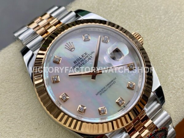 Clean Factory Rolex Datejust 126331 41mm Half Rose Gold Diamond Mother Of Pearl Dial Jubilee (2) Clean Factory Rolex Datejust 126331 41mm Half Rose Gold Diamond Mother Of Pearl Dial Jubilee