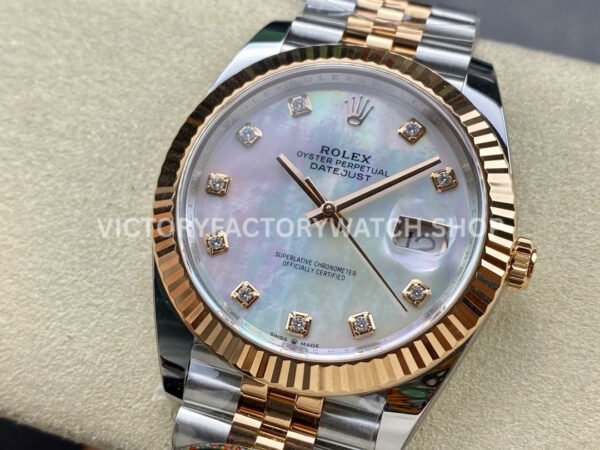 Clean Factory Rolex Datejust 126331 41mm Half Rose Gold Diamond Mother Of Pearl Dial Jubilee (3) Clean Factory Rolex Datejust 126331 41mm Half Rose Gold Diamond Mother Of Pearl Dial Jubilee
