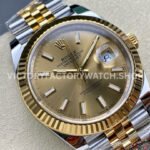 Clean Factory Rolex Datejust 126333-0010 41mm Half Yellow Gold Champagne Dial