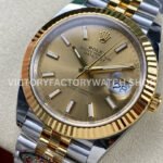 Clean Factory Rolex Datejust 126333-0010 41mm Half Yellow Gold Champagne Dial