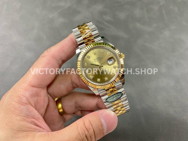 Clean Factory Rolex Datejust 126333-0012 41mm Half Yellow Gold Diamond Champagne Dial (1) Clean Factory Rolex Datejust 126333-0012 41mm Half Yellow Gold Diamond Champagne Dial