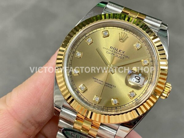 Clean Factory Rolex Datejust 126333-0012 41mm Half Yellow Gold Diamond Champagne Dial (2) Clean Factory Rolex Datejust 126333-0012 41mm Half Yellow Gold Diamond Champagne Dial