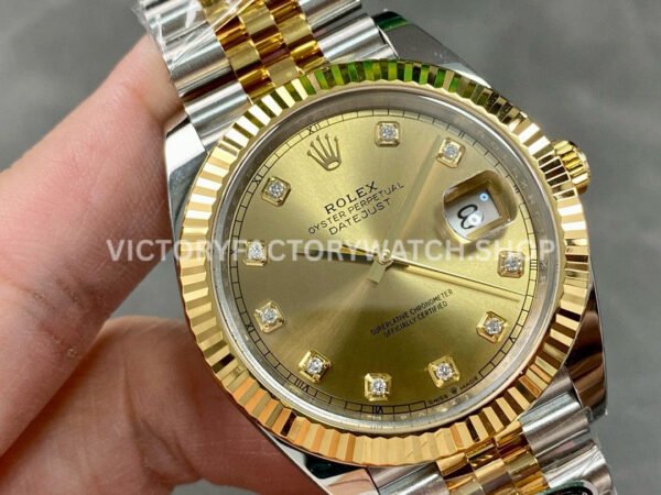 Clean Factory Rolex Datejust 126333-0012 41mm Half Yellow Gold Diamond Champagne Dial (4) Clean Factory Rolex Datejust 126333-0012 41mm Half Yellow Gold Diamond Champagne Dial