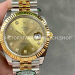 Clean Factory Rolex Datejust 126333-0012 41mm Half Yellow Gold Diamond Champagne Dial (8) datejust 126333 diamond champagne dial replica