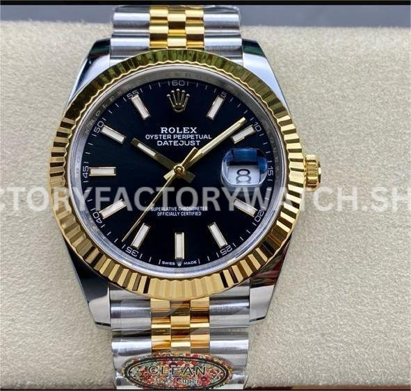 Clean Factory Rolex Datejust 126333-0014 41mm Half Yellow Gold Black Dial Jubilee (7) Clean Factory Rolex Datejust 126333-0014 41mm Half Yellow Gold Black Dial Jubilee Super clone