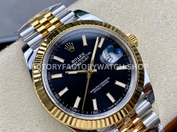 Clean Factory Rolex Datejust 126333-0014 41mm Half Yellow Gold Black Dial Jubilee (8) Clean Factory Rolex Datejust 126333-0014 41mm Half Yellow Gold Black Dial Jubilee