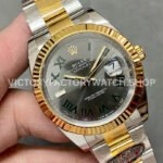 Clean Factory Rolex Datejust 126333-0019 41mm Half Yellow Gold Roman Numerals Wimbledon Grey Dial (6) Clean Factory Rolex Datejust 126333-0019 41mm Half Yellow Gold Roman Numerals Wimbledon Grey Dial