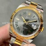 Clean Factory Rolex Datejust 126333-0019 41mm Half Yellow Gold Roman Numerals Wimbledon Grey Dial (8) Clean Factory Rolex Datejust 126333-0019 41mm Half Yellow Gold Roman Numerals Wimbledon Grey Dial
