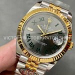 Clean Factory Rolex Datejust 126333-0020 41mm Half Yellow Gold Roman Numerals Wimbledon Grey Dial J (3) Clean Factory Rolex Datejust 126333-0020 41mm Half Yellow Gold Roman Numerals Wimbledon Grey Dial Jubilee
