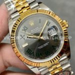 Clean Factory Rolex Datejust 126333-0020 41mm Half Yellow Gold Roman Numerals Wimbledon Grey Dial J (9) Clean Factory Rolex Datejust 126333-0020 41mm Half Yellow Gold Roman Numerals Wimbledon Grey Dial Jubilee