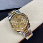 Clean Factory Rolex Datejust 126333-0021 41mm Half Yellow Gold Fluted Motif Champagne Dial