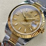 Clean Factory Rolex Datejust 126333-0021 41mm Half Yellow Gold Fluted Motif Champagne Dial