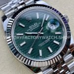 Clean Factory Rolex Datejust 126334-0030 41mm Full 904L Fluted Motif Olive Green Dial Jubilee