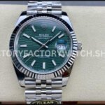 Clean Factory Rolex Datejust 126334-0030 41mm Full 904L Fluted Motif Olive Green Dial Jubilee Super clone