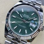 Clean Factory Rolex Datejust 126334-0030 41mm Full 904L Fluted Motif Olive Green Dial Jubilee