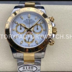 Clean Factory Rolex Daytona 116503-0001 40mm Half Yellow Gold White Dial Super Clone