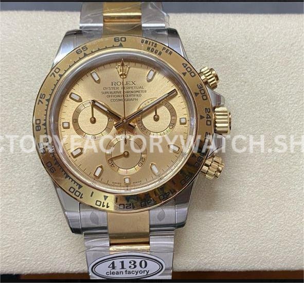 Clean Factory Rolex Daytona 116503-0003 40mm Half Yellow Gold Champagne Dial Super Clone