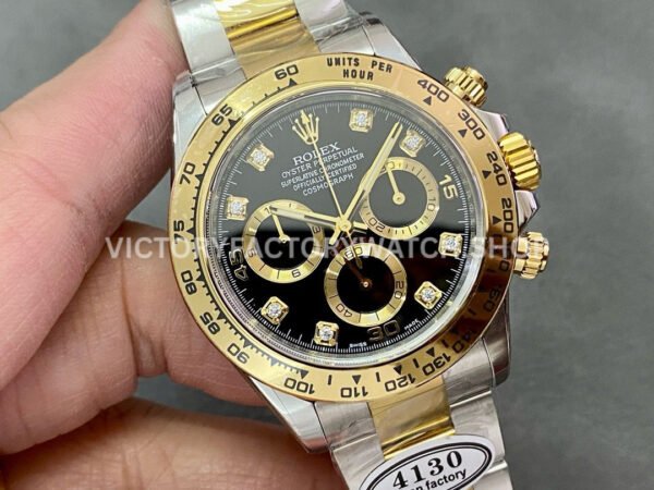 Clean Factory Rolex Daytona 116503-0008 40mm Half Yellow Gold Diamond Mop Black Dial (1) Clean Factory Rolex Daytona 116503-0008 40mm Half Yellow Gold Diamond Mop Black Dial