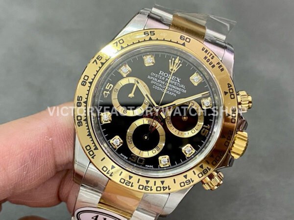 Clean Factory Rolex Daytona 116503-0008 40mm Half Yellow Gold Diamond Mop Black Dial (2) Clean Factory Rolex Daytona 116503-0008 40mm Half Yellow Gold Diamond Mop Black Dial