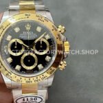 Clean Factory Rolex Daytona 116503-0008 40mm Half Yellow Gold Diamond Mop Black Dial (6) daytona 116503 mop diamond black dial replica