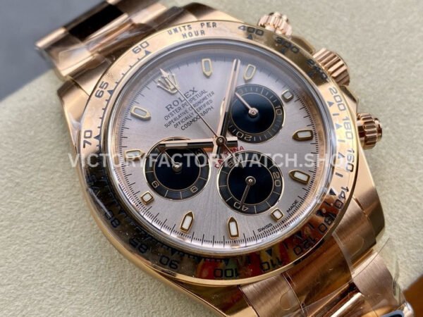 Clean Factory Rolex Daytona 116505-0003 40mm Full Rose Gold Black Eye Pink Dial