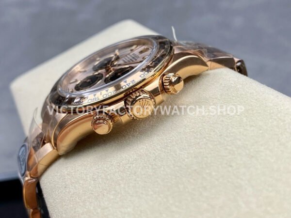 Clean Factory Rolex Daytona 116505-0003 40mm Full Rose Gold Black Eye Pink Dial