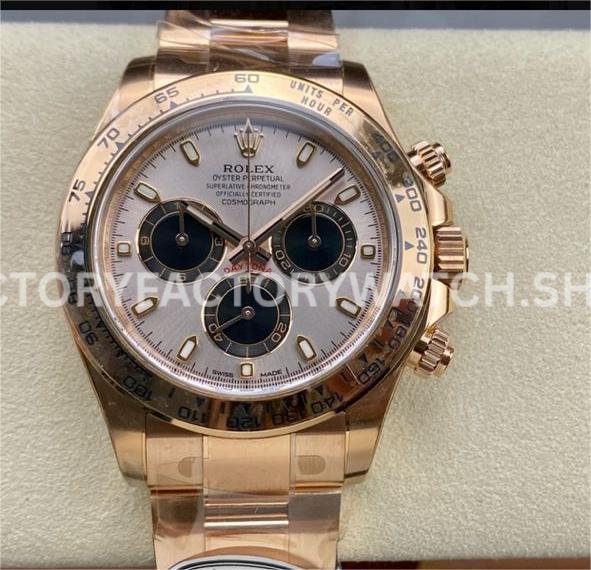 daytona 116505 pink dial black eye rose gold