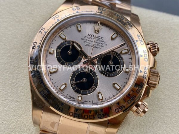 Clean Factory Rolex Daytona 116505-0003 40mm Full Rose Gold Black Eye Pink Dial