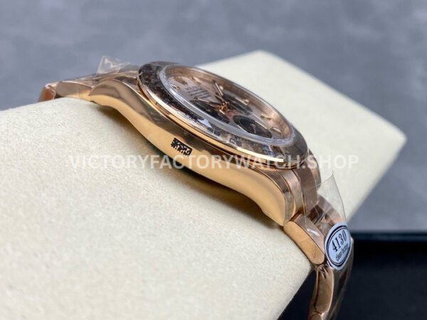 Clean Factory Rolex Daytona 116505-0003 40mm Full Rose Gold Black Eye Pink Dial