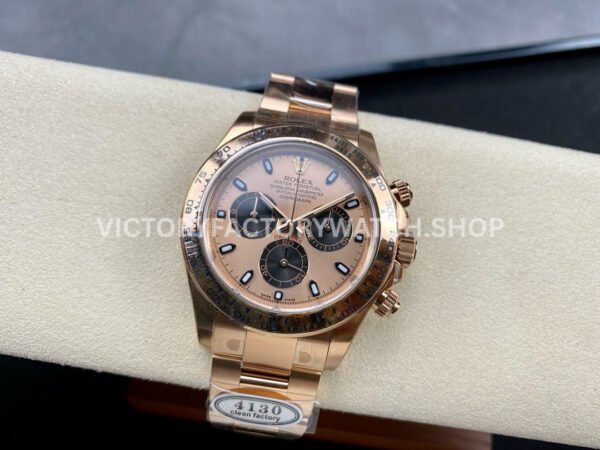 Clean Factory Rolex Daytona 116505-0009 40mm Full Rose Gold Black Eye Gold Dial