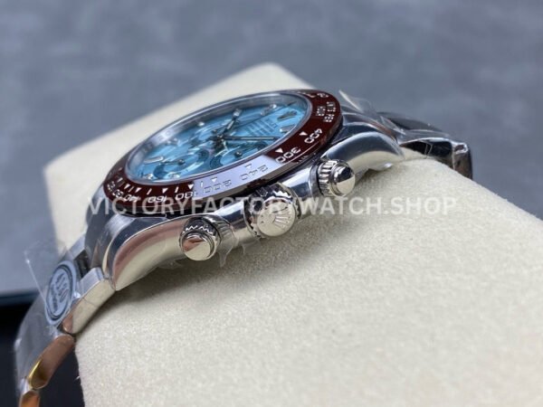 Clean Factory Rolex Daytona 116506-0002 40mm Full Platinum Ice Diamond Baguette Blue Dial