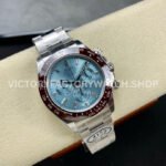 Clean Factory Rolex Daytona 116506-0002 40mm Full Platinum Ice Diamond Baguette Blue Dial