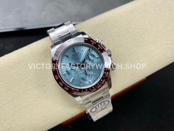 Clean Factory Rolex Daytona 116506-0002 40mm Full Platinum Ice Diamond Baguette Blue Dial