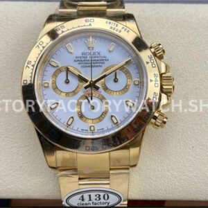 Clean Factory Rolex Daytona 116508-0001 40mm Full Yellow Gold White Dial Replica