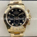 Clean Factory Rolex Daytona 116508-0008 40mm Full Yellow Gold Diamond Black Dial Super Clone