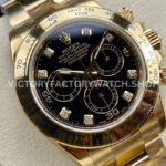 Clean Factory Rolex Daytona 116508-0008 40mm Full Yellow Gold Diamond Black Dial