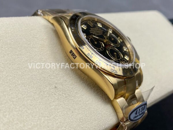 Clean Factory Rolex Daytona 116508-0008 40mm Full Yellow Gold Diamond Black Dial